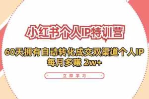 （11841期）小红书·个人IP特训营：60天拥有 自动转化成交双渠道个人IP，每月多赚 2w+