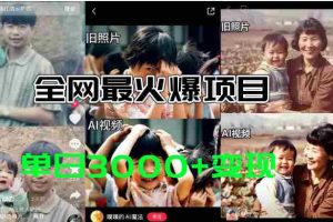 （11546期）全网爆火的AI让老照片动起来教程，蹭热点日赚3000+，内含免费工具一键…
