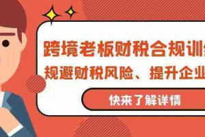 （9838期）跨境老板-财税合规训练营，规避财税风险、提升企业利润