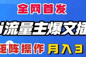 （8328期）AI流量主爆文插件，只需一款插件全自动输出爆文，矩阵操作，月入3W＋