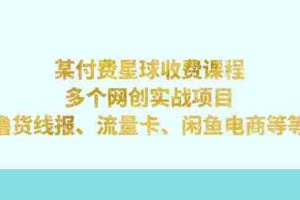 （7199期）某付费星球课程：多个网创实战项目，撸货线报、流量卡、闲鱼电商等等