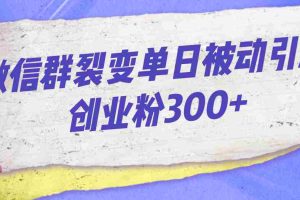 （7061期）微信群裂变单日被动引流创业粉300+