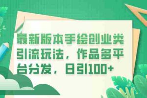 （6324期）最新版本手绘创业类引流玩法，作品多平台分发，日引100+创业粉