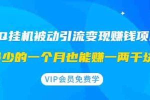 （1417期）QQ挂机被动引流变现赚钱项目：最少的一个月也能赚一两千块