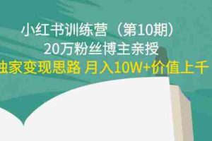 （4172期）小红书训练营（第10期）20万粉丝博主亲授：独家变现思路 月入10W+价值上千