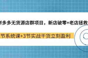 （3163期）拼多多无货源店群项目，新店破零+老店拯救 12节系统课+3节实战干货立刻盈利