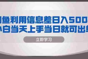 （13170期）闲鱼利用信息差 日入500+  小白当天上手 当日就可出单
