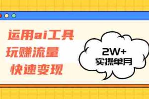 （12955期）运用AI工具玩赚流量快速变现 实操单月2w+