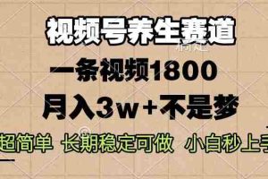 （13564期）视频号养生赛道，一条视频1800，超简单，长期稳定可做，月入3w+不是梦