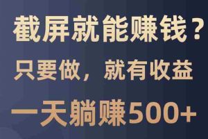 （13767期）截屏就能赚钱？0门槛，只要做，100%有收益的一个项目，一天躺赚500+