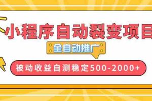 （13835期）【小程序自动裂变项目】全自动推广，收益在500-2000+