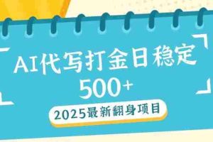 （14112期）2025最新AI打金代写日稳定500+：2025最新翻身项目