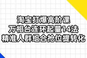 （14298期）淘宝打爆高阶课：万相台连环起量14法，精准人群组合抢位提转化