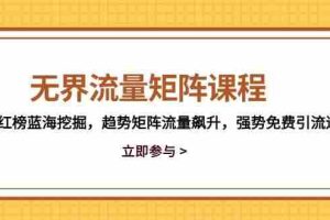（14763期）无界流量矩阵课程，3大红榜蓝海挖掘，趋势矩阵流量飙升，强势免费引流逻辑