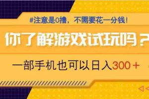 （14440期）游戏试玩，一部手机就可以日入300+，纯0撸项目，不需要花任何一分钱，…