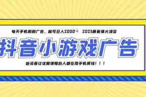 （14913期）25年爆火的抖音小游戏项目，一部手机日入2000+