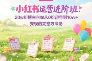 （15318期）小红书运营进阶班：30w粉博主带你从0粉起号到10w+变现的完整方法论