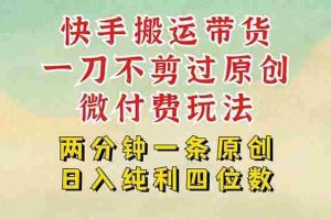 （15577期）快手黑科技搬运带货，一刀不剪过原创，微付费投流玩法，轻松日入四位数…