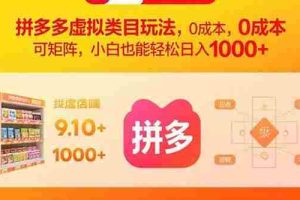 （15943期）拼多多虚拟类目玩法，0成本，可矩阵，小白也能轻松日入1000+