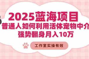 （16489期）2025蓝海项目：普通人如何利用活体宠物中介，强势翻身月入10万
