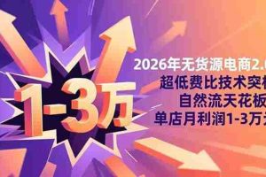 (16504期)2026年无货源电商2.0:超低费比技术突破自然流天花板,单店月利润1-3万元