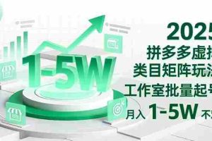 （16548期）2025 拼多多虚拟类目矩阵玩法，工作室批量起号，月入 1-5W 不难