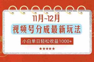 （16639期）11月~12月视频号分成最新玩法，小白单日轻松收益1000+