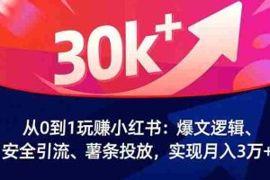 （16725期）从0到1玩赚小红书：爆文逻辑、安全引流、薯条投放，实现月入3万+
