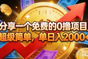 (16829期)分享一个免费的0撸项目,超级简单,单日入2000+