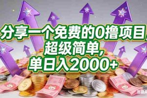 (16829期)分享一个免费的,0撸靠谱小项目,超级简单,单日入2000+